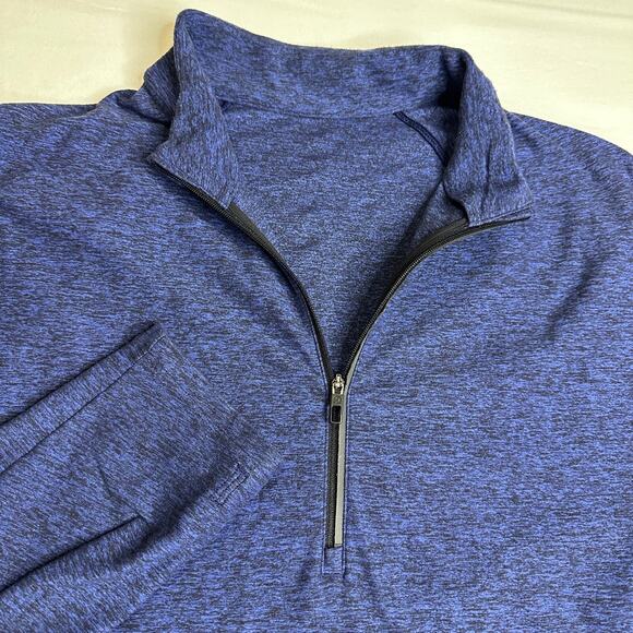 Lululemon Shirt Medium Heathered Hero Blue Surge Warm‎ Half Zip Rulu Pullover - Picture 1 of 9